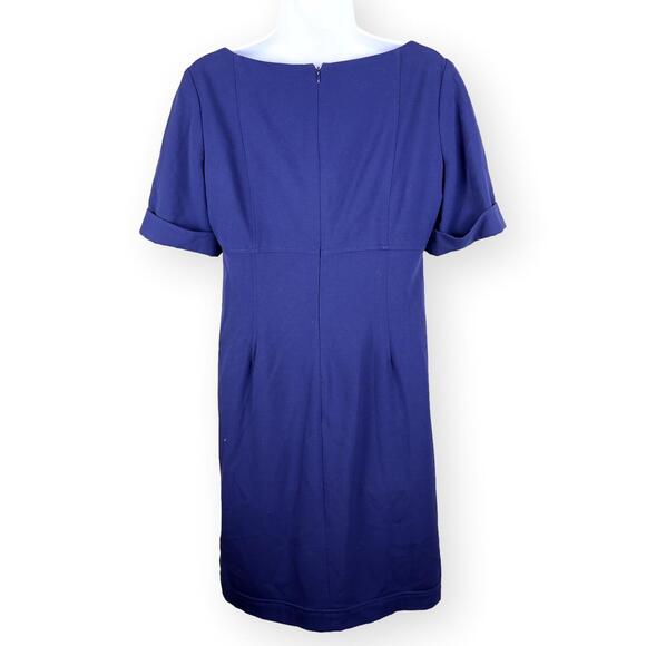 EVAN PICONE Navy Blue Button Short Sleeve Dress 8 - Picture 5 of 7